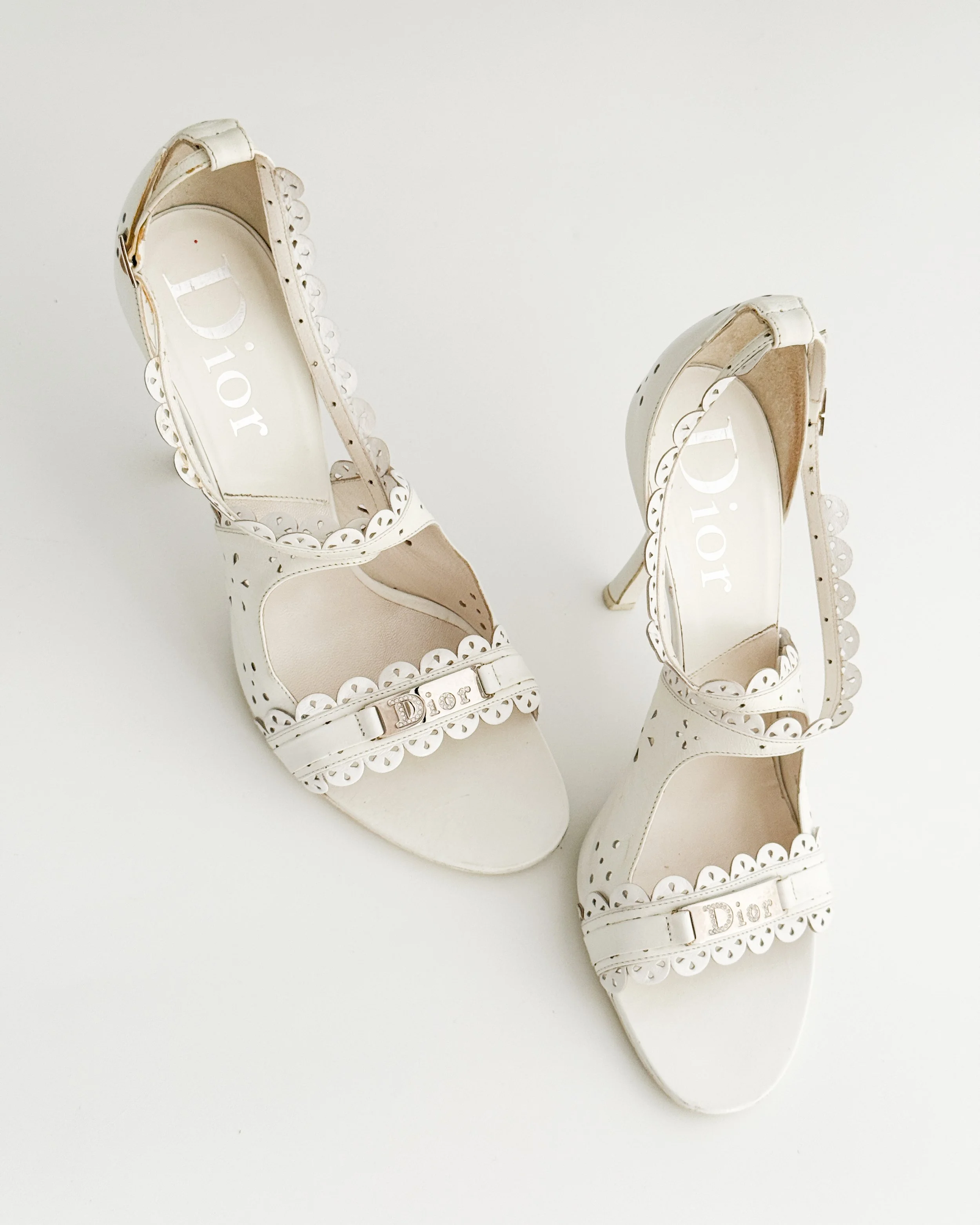 靴 Vintage Dior White Leather Sandals 37 CHRISTIAN DIOR SABOT| Monogram Brand Sabot | Fashion Vintage